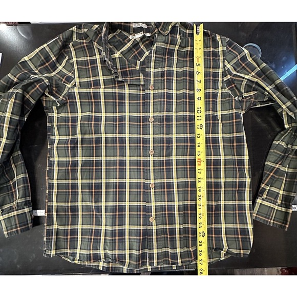 Duluth Trading Large Green Plaid Untucked Button Up Large Cotton Spandex Slim - Picture 8 of 8